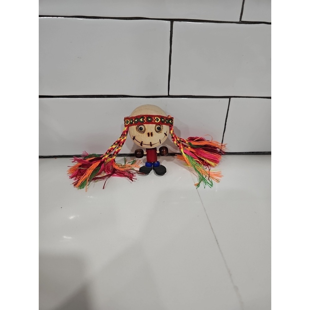 Pier 1 Crazy Heads Wooden Eco Friendly Rasta Figure Magnet Rare VTG Dark Whimsy